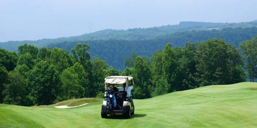 a golf cart in the course