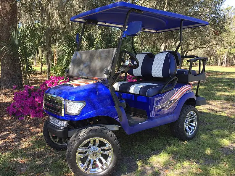 color blue golf cart